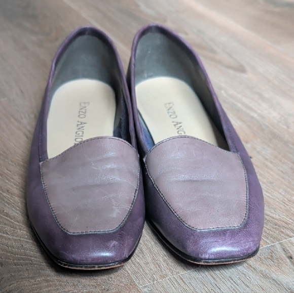 Vintage Enzo Angiolini Liberty Leather Loafers - Purple, Light Purple, Brown - Picture 2 of 6